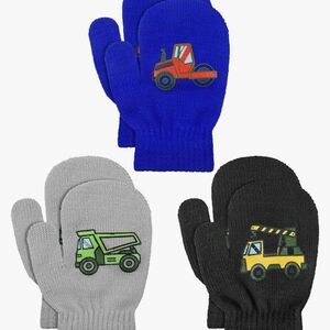 Cat & Jack Kids Mittens with Construction Truck Patches - Blue, Gray, Black